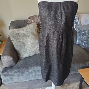 J Crew black lace sparkle strapless dress